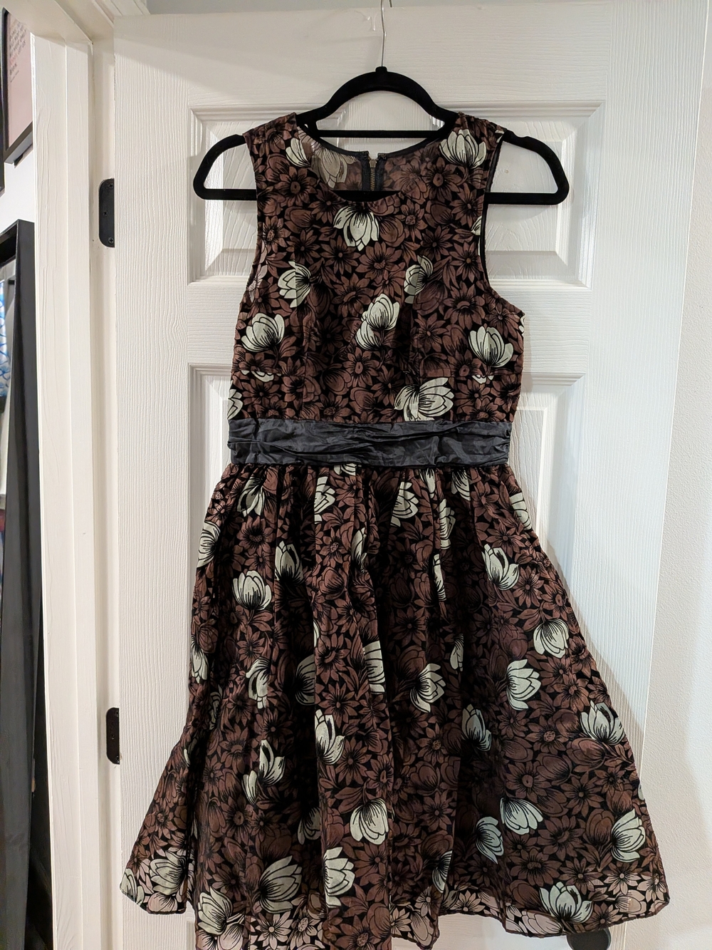 Vintage Anthropologie Brown Floral Dress Sz 4